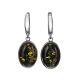 Green Amber Silver Dangle Earrings The Goji, image , picture 4