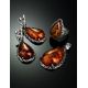 Sterling Silver Drop Earrings With Cognac Amber The Luxor, image , picture 6