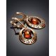 Cognac Amber Dangle Earrings In Gold The Ellas, image , picture 2