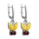 Multicolor Amber Butterfly Dangles In Sterling Silver The April, image , picture 3