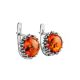 Round Silver Earrings With Cognac Amber The Brunia, image , picture 4