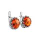 Round Silver Earrings With Cognac Amber The Brunia, image , picture 4