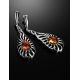Elegant Cognac Amber Drop Earrings In Sterling Silver The Sevilla, image , picture 2