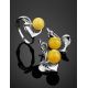 Honey Amber Earrings In Sterling Silver The Kalina, image , picture 2