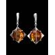 Drop Amber Earrings In Sterling Silver The Saturn, image , picture 2