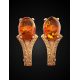 Amber Earrings In Gold With Crystals The Raphael, image , picture 3