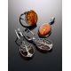Symbolic Earrings Made With Amber and Sterling Silver The Tree Of Life, image , picture 5