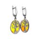 Symbolic Earrings Made With Amber and Sterling Silver The Tree Of Life, image , picture 4