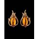 Floral Earrings With Cognac Amber The Tulip, image , picture 2
