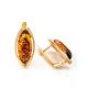 Chic Golden Earrings With Cognac Amber The Ballade, image , picture 6