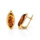 Chic Golden Earrings With Cognac Amber The Ballade, image , picture 4