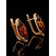 Chic Golden Earrings With Cognac Amber The Ballade, image , picture 5