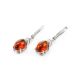 Classy Cognac Amber Earrings In Sterling Silver With Crystals The Nostalgia, image , picture 4