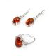 Classy Cognac Amber Earrings In Sterling Silver With Crystals The Nostalgia, image , picture 5