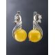 Honey Amber Earrings In Sterling Silver With Crystals The Swan, image , picture 5