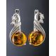 Amber Earrings In Sterling Silver With Crystals The Swan, image , picture 3