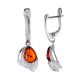 Adorable Silver Drop Earrings With Cognac Amber The Bee, image , picture 5