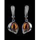 Adorable Silver Drop Earrings With Cognac Amber The Bee, image , picture 3