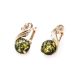Refined Green Amber Earrings With Crystals The Swan, image , picture 4