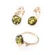 Refined Green Amber Earrings With Crystals The Swan, image , picture 6