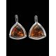 Triangle Silver Earrings With Cognac Amber The Mistral, image , picture 4