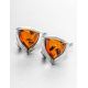 Triangle Silver Earrings With Cognac Amber The Mistral, image , picture 2
