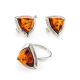 Triangle Silver Earrings With Cognac Amber The Mistral, image , picture 6