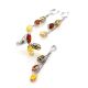 Silver Chain Dangle Earrings With Multicolor Amber The Casablanca, image , picture 5