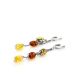 Silver Chain Dangle Earrings With Multicolor Amber The Casablanca, image , picture 4