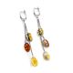 Silver Chain Dangle Earrings With Multicolor Amber The Casablanca, image , picture 3