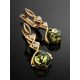 Golden Earrings With Green Amber And Crystals The Sambia, image , picture 2