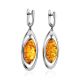 Elegant Silver Drop Earrings With Cognac Amber The Sonnet, image , picture 4