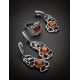 Voluptuous Silver Drop Earrings With Cognac Amber The Tivoli, image , picture 5