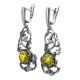 Dazzling Silver Drop Earrings With Green Amber The Tivoli, image , picture 4