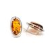 Cognac Amber Earrings In Sterling Silver The Elegy, image , picture 3