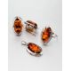 Cognac Amber Earrings In Sterling Silver The Elegy, image , picture 5