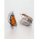 Bold Silver Earrings With Cognac Amber The Illusion, image , picture 2