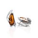 Bold Silver Earrings With Cognac Amber The Illusion, image , picture 4