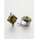 Geometric Silver Earrings With Green Amber The Astoria, image , picture 2