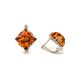 Geometric Silver Earrings With Cognac Amber The Astoria, image , picture 3