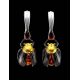 Sterling Silver Earrings With Cognac Amber The Scarab, image , picture 5