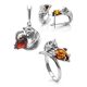Cute And Fabulous Sterling Silver Earrings With Cognac Amber The Cats, image , picture 5