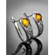 Cute Silver Earrings With Cognac Amber The Scheherazade, image , picture 2