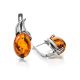 Cognac Amber Earrings In Sterling Silver The Palermo, image , picture 3