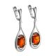Sterling Silver Drop Earrings With Cognac Amber The Sonnet, image , picture 4