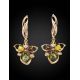 Drop Amber Earrings In Gold With Crystals The Edelweiss, image , picture 2