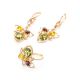 Drop Amber Earrings In Gold With Crystals The Edelweiss, image , picture 6