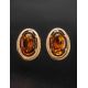 Classy Golden Earrings With Cognac Amber The Sonnet, image , picture 3