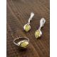Honey Amber Earrings In Sterling Silver The Peony, image , picture 5