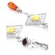 Silver Dangle Earrings With Multicolor Amber The Arabesque, image , picture 2